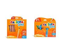 Carioca Lápices 3 En 1 Con Sacapuntas Baby, 10 Lápices, Multicolor + Teddy Markers Baby, 6 Rotuladores, Multicolor