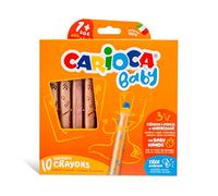 Carioca Lápices de cera Baby 3 en 1 – Lavables con sacapuntas, 10 lápices Multicolor