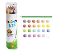 CARIOCA - Lápices de Colores, 24 Colores, colores Surtidos, 3mm, estuche de colores, colores de madera, uso escolar, sacapuntas, estuche con sacapuntas.