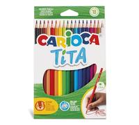 Carioca Lápices de colores Tita – resina sin madera, cuerpo hexagonal – 18 unidades