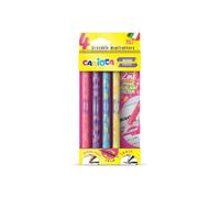 CARIOCA Memo Erase - Juego de 4 subrayadores borrables - Bolígrafos de doble punta con goma mágica, colores neón para subrayar sin errores en libros y notas, escuela y oficina