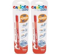 Carioca OOPS - Bolígrafo borrable con tinta termosensible. Contiene 1 bolígrafo. Perfecto para escribir, borrar y volver a escribir. Goma incluída. Trazo 0,7mm. Color Rojo, 43036/03 (Paquete de 2)