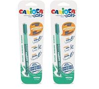 Carioca OOPS - Bolígrafo borrable con tinta termosensible. Contiene 1 bolígrafo. Perfecto para escribir, borrar y volver a escribir. Goma incluída. Trazo 0,7mm. Color Verde (Paquete de 2)