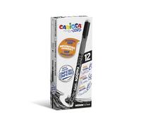 Carioca Bolígrafos borrables recargables Oops negros con tapa, doble goma y agarre ergonómico 12 uds