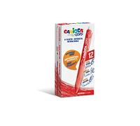 CARIOCA Oops Retráctil Rojo| Set Bolígrafos Borrables Recargables Retráctiles para el Colegio, Universidad y Oficina con Goma Incorporada y Agarre Ergonómico, Bolígrafos Rojo, 12 Uds