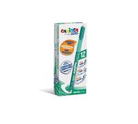 Carioca Bolígrafos Oops Verdes – Borrables recargables con tapa, doble goma, 12 uds