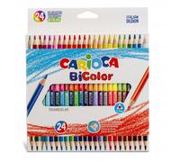 Carioca pack de 24 lapices bicolor triangulares lacados - mina de alta