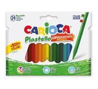 CARIOCA Plasticeras Resistentes Plastello - Ceras de colorear 24 Uds colores brillantes y larga duracion calidad de confianza