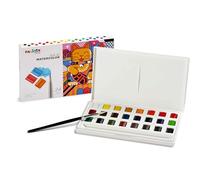 Carioca Plus - Acuarelas Profesionales Sólidas, Set 24 Colores Con Pincel | Estuche Profesional De 24 Acuarelas Sólidas con Pincel, Alta Pigmentación sin Residuo Tiza