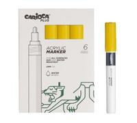 Carioca plus pack de 6 marcadores acrilicos - punta 2mm - color amarillo