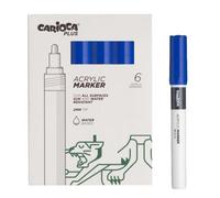 Carioca plus pack de 6 marcadores acrilicos - punta 2mm - color azul