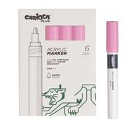 Carioca plus pack de 6 marcadores acrilicos - punta 2mm - color rosado