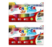 CARIOCA - Rotuladores Joy Paperboard Wallet, rotuladores de colores para niños con punta fina, ideales para dibujar y colorear, súper lavables, colores surtidos, 30 unidades