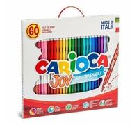 Carioca Rotuladores Joy Paperboard Wallet, rotuladores de colores para niños con punta fina, ideales para dibujar y colorear, súper lavables, colores surtidos,60 unidades Calidad de confianza