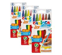 CARIOCA - Rotuladores Joy, Set de 6, Punta Fina 2,6 mm, Lavables (Paquete de 3)
