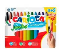 Carioca Rotuladores Jumbo – Punta 6 mm, Superlavables, Colores Surtidos – Caja x12+2