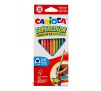 Carioca supercolor pack de 12 lapices de madera - cuerpo triangular - colores intensos y gran opacidad - 3.5mm degrosor - color varios