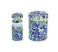 Carmani - Vincent Van Gogh Iris - Caja de almacenamiento pequeña de metal con tapa para té, café, azúcar, 6,5 x 9 cm