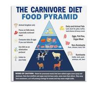 Carnivore Diet Educational Poster Healthy Food Pyramid Chart for Health Coach Office Kitchen Wall Diet Reference(Framed,16x24inch(40x60cm))