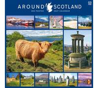 Carousel Worldwide Around Scotland - Calendario de pared cuadrado 2027, calendario de 12 meses, paisajes y monumentos escoceses