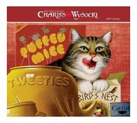 Carousel Worldwide - Calendario de pared grande 2027 de Charles Wysocki Cat Tales, calendario de 16 meses, obra de arte caprichosa de gatos, calendario mensual de pared para el hogar u oficina, 14 x