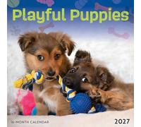 Carousel Worldwide Playful Puppies 2027 Mini calendario de pared - Calendario de 16 meses, mini calendario de pared mensual, pantalla de pared compacta, 7 x 7 pulgadas, regalo