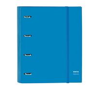 Safta - Carpeta 4 Anillas de 35 cm con 100 Hojas A4, Ideal para Niños de Diferentes Edades, Cómoda y Versátil, Calidad y Resistencia, 27x3.5x32 cm, Color Azul