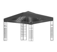 Carpa cenador de jardín con tira de luces LED 3x3 m antracita