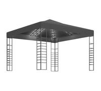 Carpa Cenador De Jardín Con Tira De Luces Led 3x3 M Antracita Vidaxl