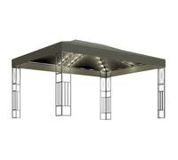 Carpa Cenador De Jardín Con Tira De Luces Led 3x4 M Tela Taupé Vidaxl