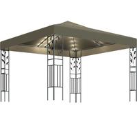 Carpa cenador de jardín con tira de luz LED 3x3m taupé 180 g/m²