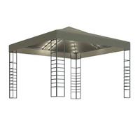 vidaXL Carpa cenador de jardín con tira de luz LED 3x3m taupé 180 g/m²