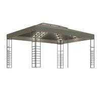 Carpa cenador de jardín con tira de luz LED 3x4m taupé 180 g/m²