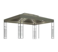 Carpa Cenador De Jardín Con Tira De Luz Led 3x4m Taupé 180 G/m² Vidaxl