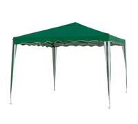 Carpa Gazebo Plegable con tubo de acero y tela color verde. Medidas: 300x300x250 cm.