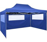 Carpa plegable profesional con 3 paredes acero azul 3x4 m