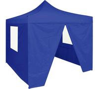 Carpa plegable profesional con 4 paredes acero azul 2x2 m