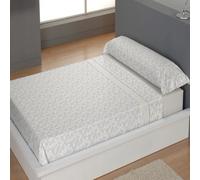CARPE DIEM Juego de Sábanas de Microfibra Estampada Mod. IDAIRA Color Lino Beige- Conjunto de Ropa de Cama 3 o 4 Piezas para Cama 90, 105, 135, 150, 150/160 (2 Almohadas) y 180 cm, Suaves,