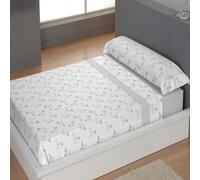 CARPE DIEM Juego de Sábanas de Microfibra Estampada Mod. JANE Color Gris- Conjunto de Ropa de Cama 3 o 4 Piezas para Cama 90, 105, 135, 150, 150/160 (2 Almohadas) y 180 cm, Suaves, Transpirables
