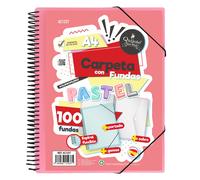 Carpeta 100 Fundas Espiral Negra A4 Quijote Paper World y Starplast. Colores Pastel y Flúor
