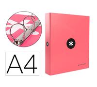 Carpeta 4 anillas 40 mm mixtas liderpapel antartik a4 forrada color coral.