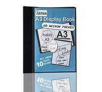 Carpeta A3 con anillas 4D de lujo, color negro, portadocumentos, 10 fundas