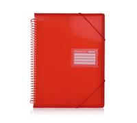Carpeta A4 de 20 Fundas con Espiral Colorline - Tapas Rígidas con laterales reforzados en tela para mayor resistencia (Rojo)