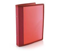 Carpeta Archivadora de 2 Anillas Metálicas de 2cm - Tamaño A5 - Bordes Reforzados en Tela a Juego y Bolsillo Interior, 5PP - 100% ECO by Office Box (Rojo)