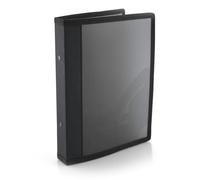 Carpeta Archivadora de 2 Anillas Metálicas de 2cm - Tamaño A5 - Bordes Reforzados en Tela a Juego y Bolsillo Interior, 5PP - 100% ECO by Office Box (Negro)