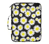 Carpeta archivadora expansible con diseño floral de margaritas blancas amarillas y negras, organizador de carpeta con funda extraíble de 3 anillas, carpeta de almacenamiento de documentos de oficina