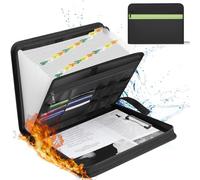 Carpeta archivadora ignífuga A4, carpeta de escritura resistente al fuego con cremallera y etiquetas, caja de documentos con 24 compartimentos y varios para documentos A4