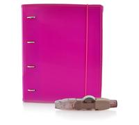 Carpeta & Block A4 + Corrector R10 (Recargable -10 m)- 4 Anillas -100 hojas en 10 Colores- 10 Separadores - 80 Indicadores - 20 Fundas - 1 Sobre V-lock by Office Box (Fucsia + Corrector 10 mts)