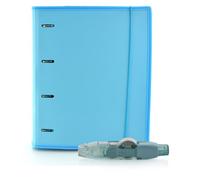 Carpeta & Block A4 + Corrector R10 (Recargable -10 m)- 4 Anillas -100 hojas en 10 Colores- 10 Separadores - 80 Indicadores - 20 Fundas - 1 Sobre V-lock by Office Box (Azul Claro + Corrector 10 mts)