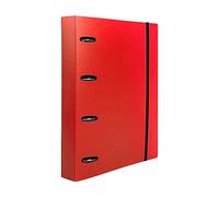 Carpeta con recambio liderpapel a4 cuadro 5mm 100 hojas 80g polipropileno 4 anillas mixtas 25mm rojo